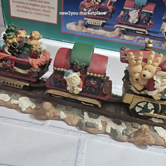 Vintage Christmas Santa's Town 18" Mantle Train 4 Stocking Hanger W/Box Heavy - Picture 5 of 16